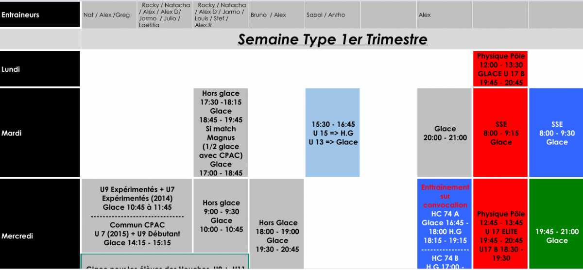 Planning Saison 25 - 26